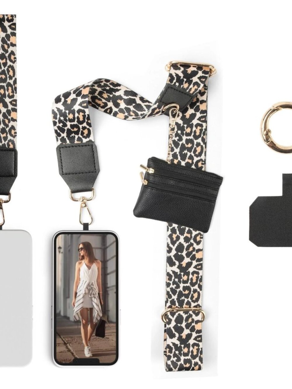 Clip and Go Strap for Phone with Wallet Crossbody, Phone Strap coin purse bag